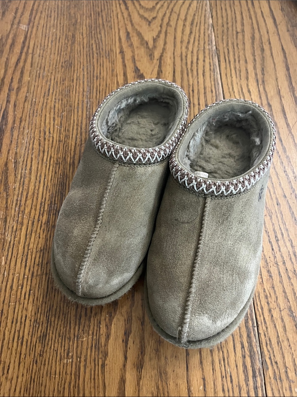 Ugg Tasman Cozy Slip-On Suede Mules in Olive Green